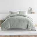 Queen Green Mist Waffle Textured Comforter Set Down-Alternative Ultra Soft Bedding