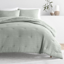 Queen Green Mist Waffle Textured Comforter Set Down-Alternative Ultra Soft Bedding