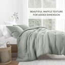 Queen Green Mist Waffle Textured Comforter Set Down-Alternative Ultra Soft Bedding