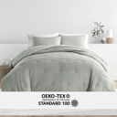 Queen Green Mist Waffle Textured Comforter Set Down-Alternative Ultra Soft Bedding