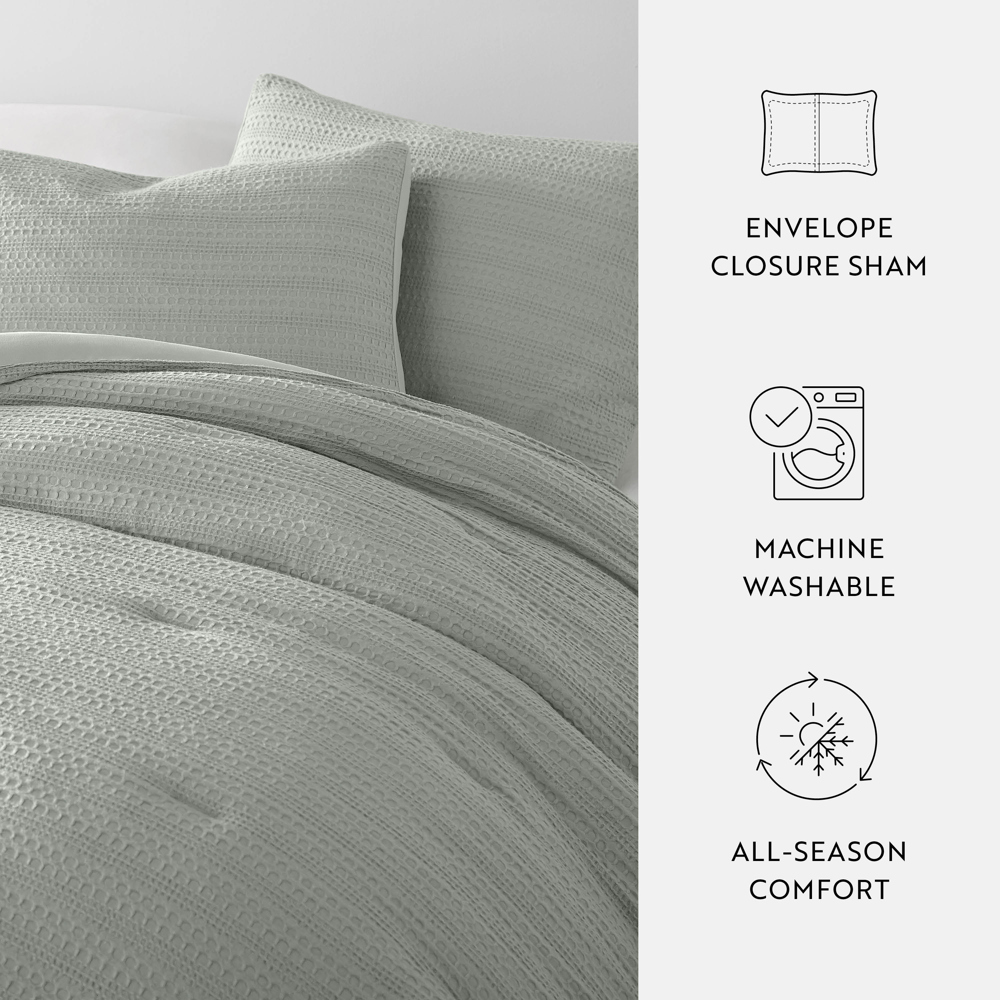 Waffle Textured Comforter Set Down-Alternative Ultra Soft Bedding