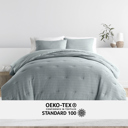 Queen Light Blue Waffle Textured Comforter Set Down-Alternative Ultra Soft Bedding