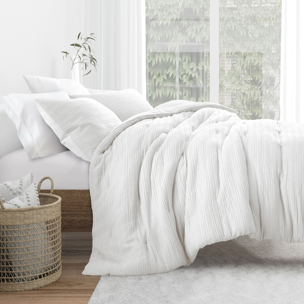 Waffle Textured Comforter Set Down-Alternative Ultra Soft Bedding