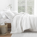 Queen White Waffle Textured Comforter Set Down-Alternative Ultra Soft Bedding