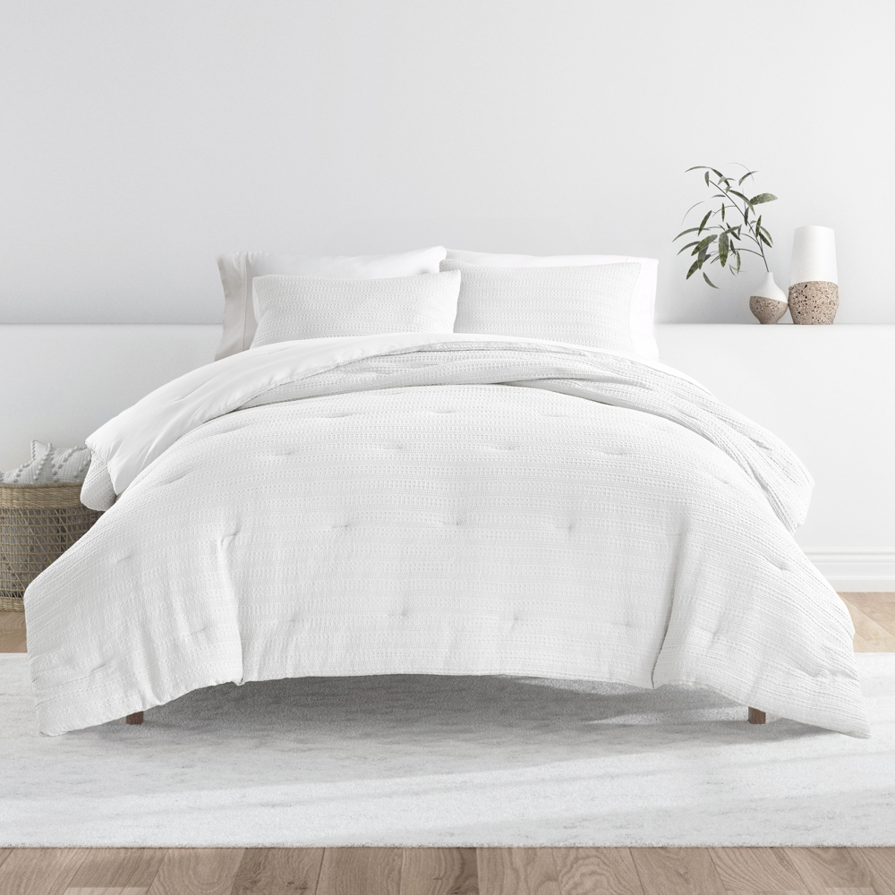 Waffle Textured Comforter Set Down-Alternative Ultra Soft Bedding