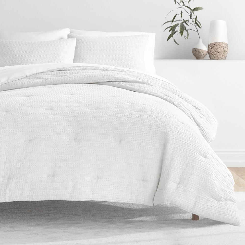 Waffle Textured Comforter Set Down-Alternative Ultra Soft Bedding