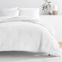 Queen White Waffle Textured Comforter Set Down-Alternative Ultra Soft Bedding