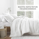 Queen White Waffle Textured Comforter Set Down-Alternative Ultra Soft Bedding