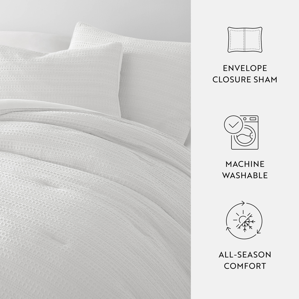 Waffle Textured Comforter Set Down-Alternative Ultra Soft Bedding