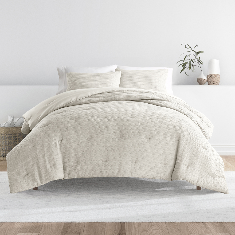 Waffle Textured Comforter Set Down-Alternative Ultra Soft Bedding