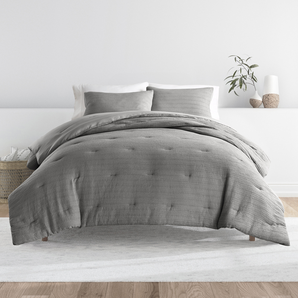 Waffle Textured Comforter Set Down-Alternative Ultra Soft Bedding