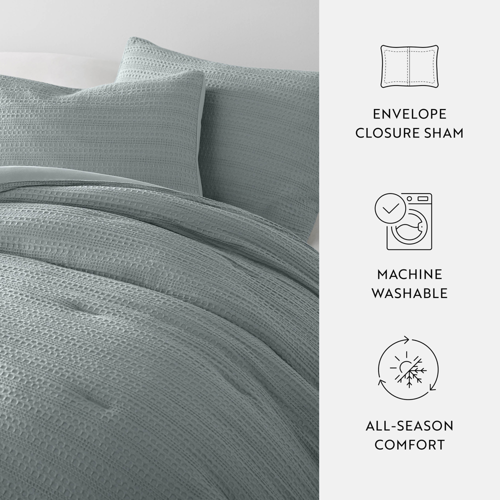 Waffle Textured Comforter Set Down-Alternative Ultra Soft Bedding