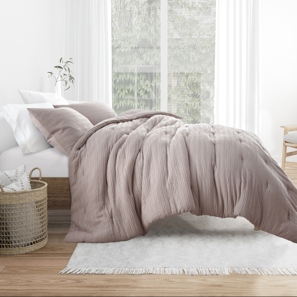 Waffle Textured Comforter Set Down-Alternative Ultra Soft Bedding