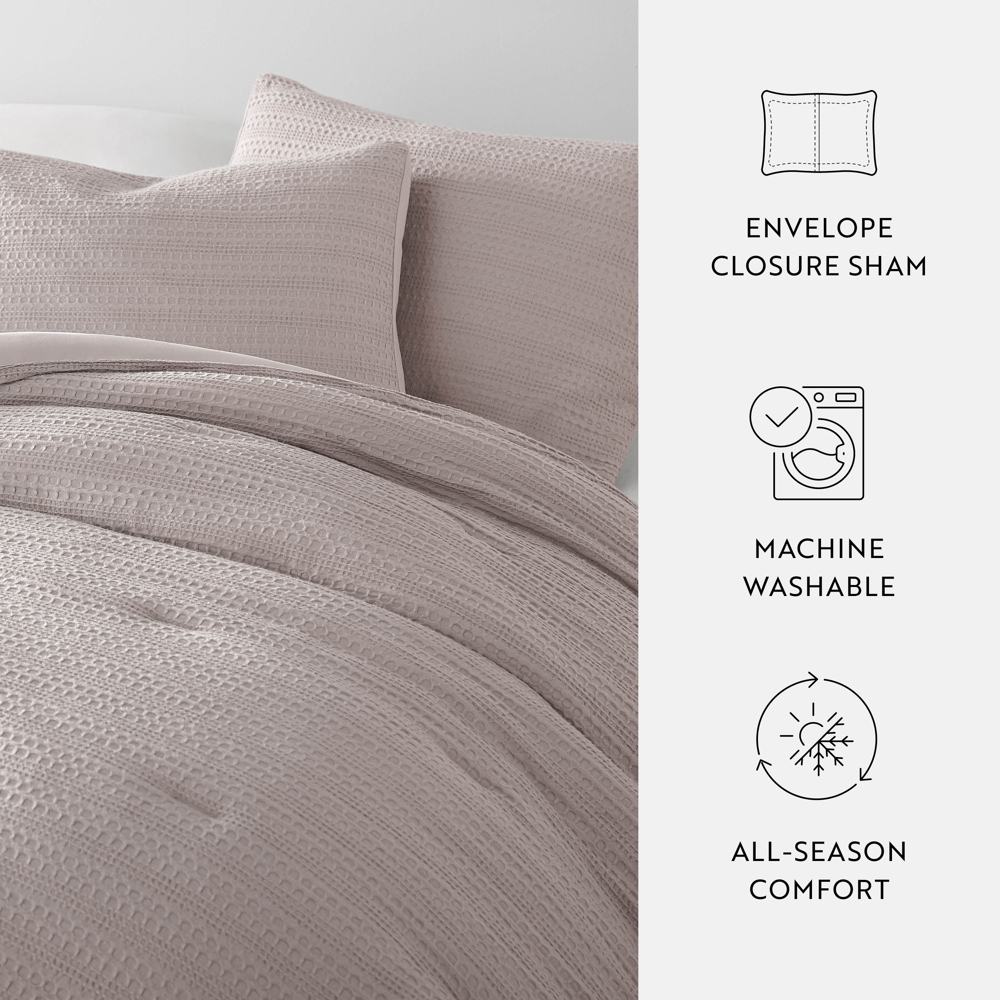 Waffle Textured Comforter Set Down-Alternative Ultra Soft Bedding