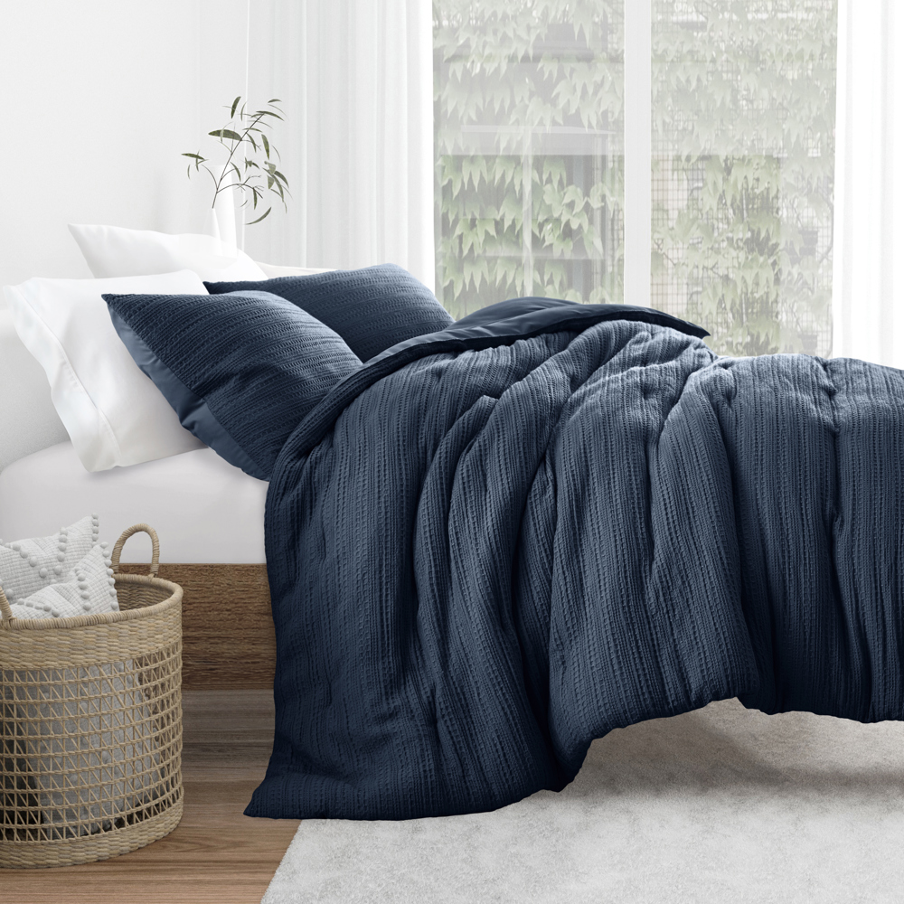 Waffle Textured Comforter Set Down-Alternative Ultra Soft Bedding