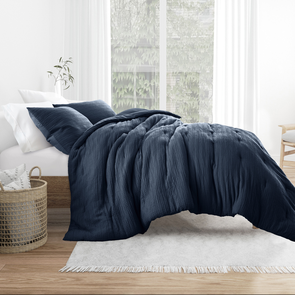 Waffle Textured Comforter Set Down-Alternative Ultra Soft Bedding