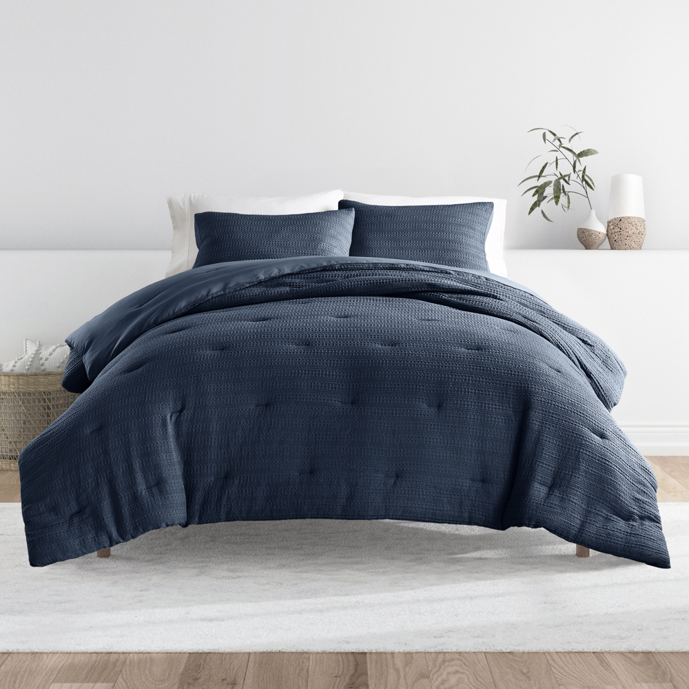 Waffle Textured Comforter Set Down-Alternative Ultra Soft Bedding