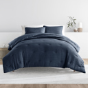 Twin XL Navy Waffle Textured Comforter Set Down-Alternative Ultra Soft Bedding