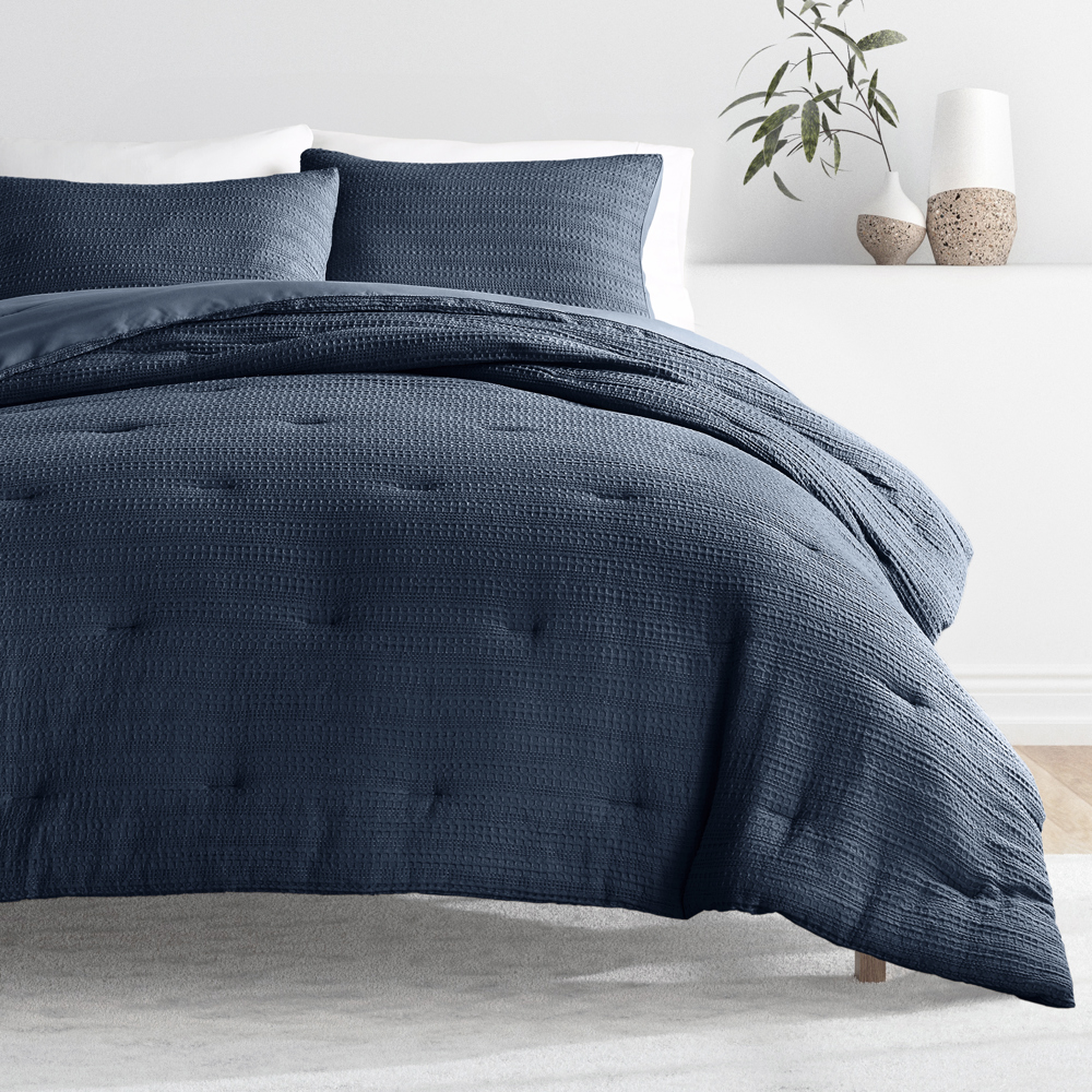 Waffle Textured Comforter Set Down-Alternative Ultra Soft Bedding