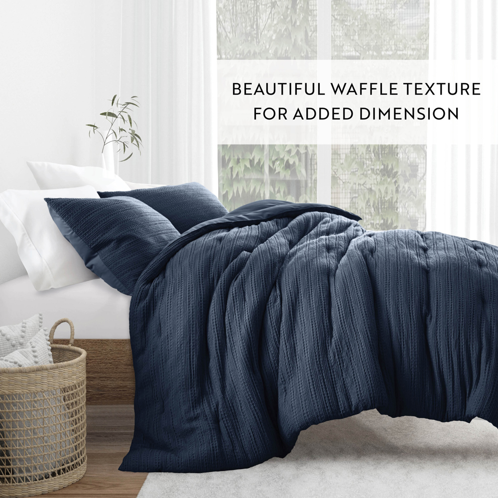 Waffle Textured Comforter Set Down-Alternative Ultra Soft Bedding