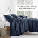 Twin XL Navy Waffle Textured Comforter Set Down-Alternative Ultra Soft Bedding