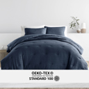 Twin XL Navy Waffle Textured Comforter Set Down-Alternative Ultra Soft Bedding