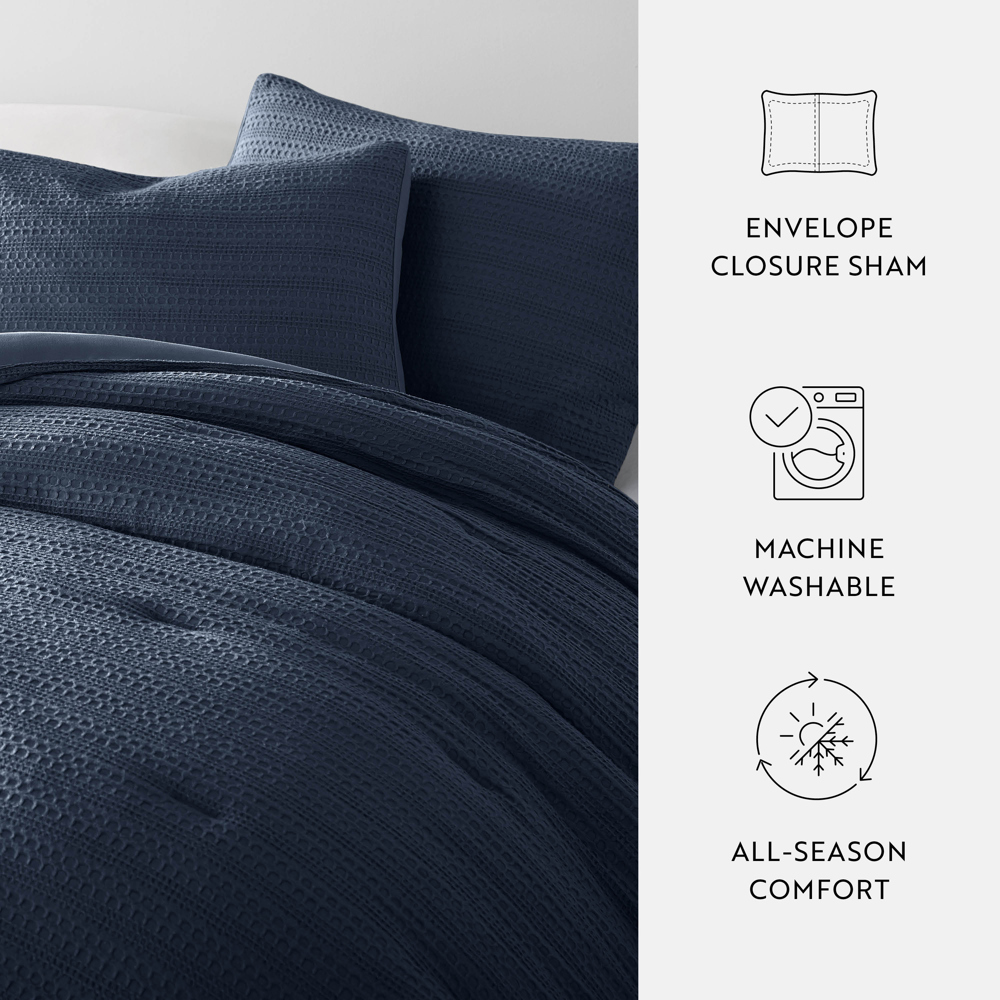 Waffle Textured Comforter Set Down-Alternative Ultra Soft Bedding