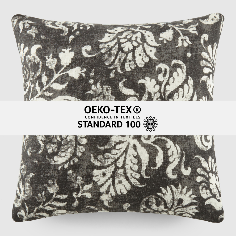 Elegant Cotton Decor Throw Pillow in Distressed Floral Pattern