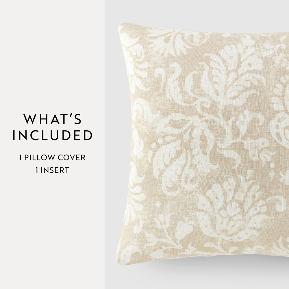 Elegant Cotton Decor Throw Pillow in Distressed Floral Pattern