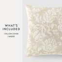 Distressed Floral Natural Elegant Cotton Decor Throw Pillow in Distressed Floral Pattern