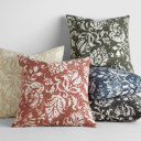 Distressed Floral Navy Elegant Cotton Decor Throw Pillow in Distressed Floral Pattern