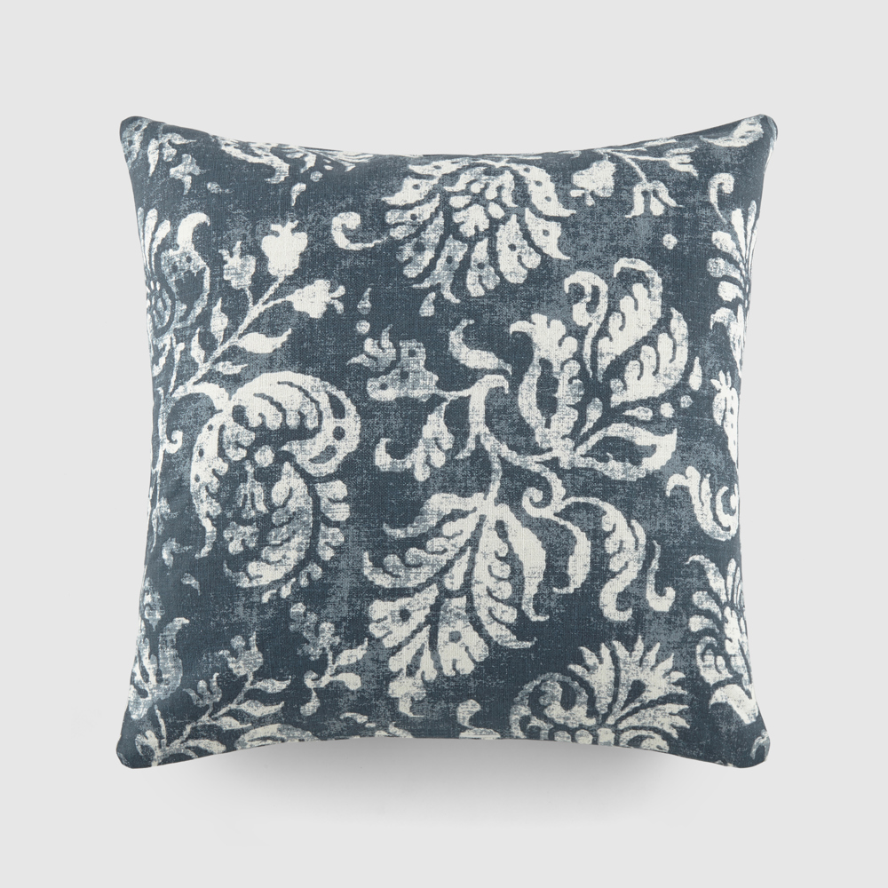 Elegant Cotton Decor Throw Pillow in Distressed Floral Pattern