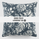 Distressed Floral Navy Elegant Cotton Decor Throw Pillow in Distressed Floral Pattern