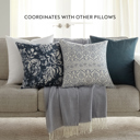 Distressed Floral Navy Elegant Cotton Decor Throw Pillow in Distressed Floral Pattern