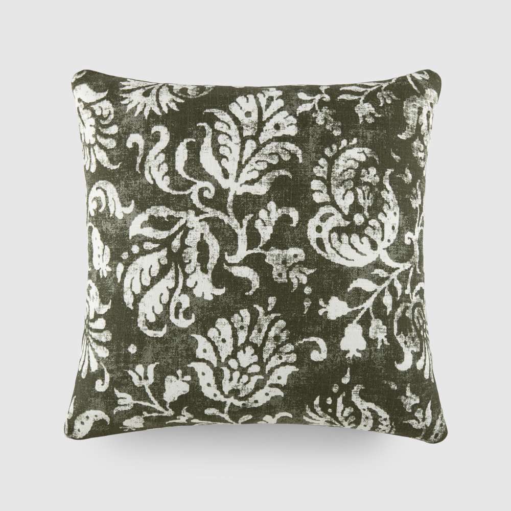 Elegant Cotton Decor Throw Pillow in Distressed Floral Pattern