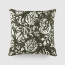 Distressed Floral Olive Elegant Cotton Decor Throw Pillow in Distressed Floral Pattern