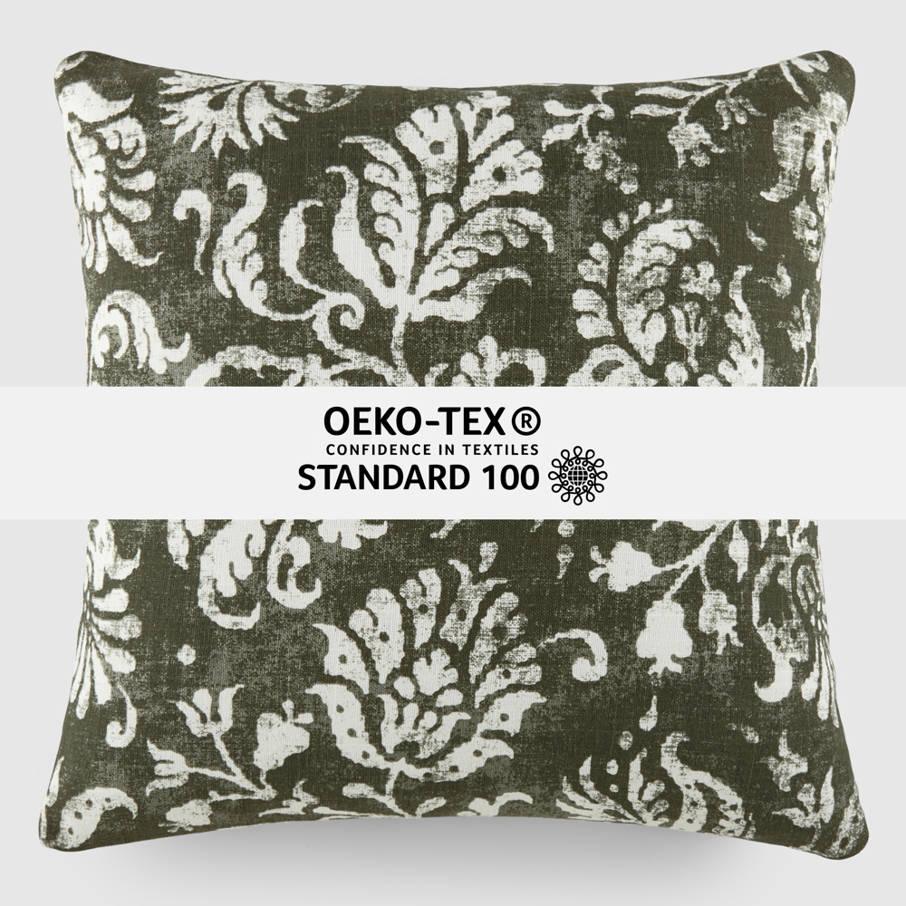 Elegant Cotton Decor Throw Pillow in Distressed Floral Pattern