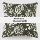 Distressed Floral Olive Elegant Cotton Decor Throw Pillow in Distressed Floral Pattern