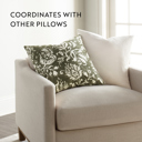 Distressed Floral Olive Elegant Cotton Decor Throw Pillow in Distressed Floral Pattern