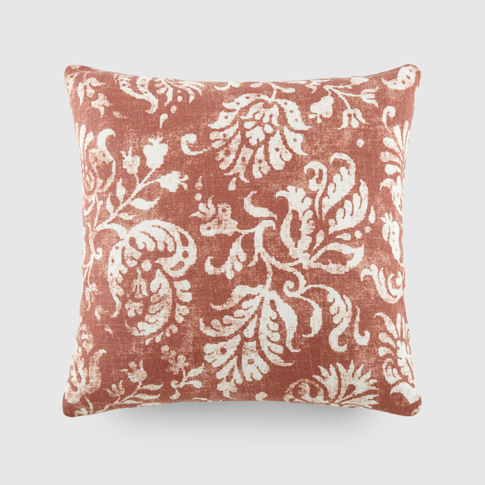 Elegant Cotton Decor Throw Pillow in Distressed Floral Pattern