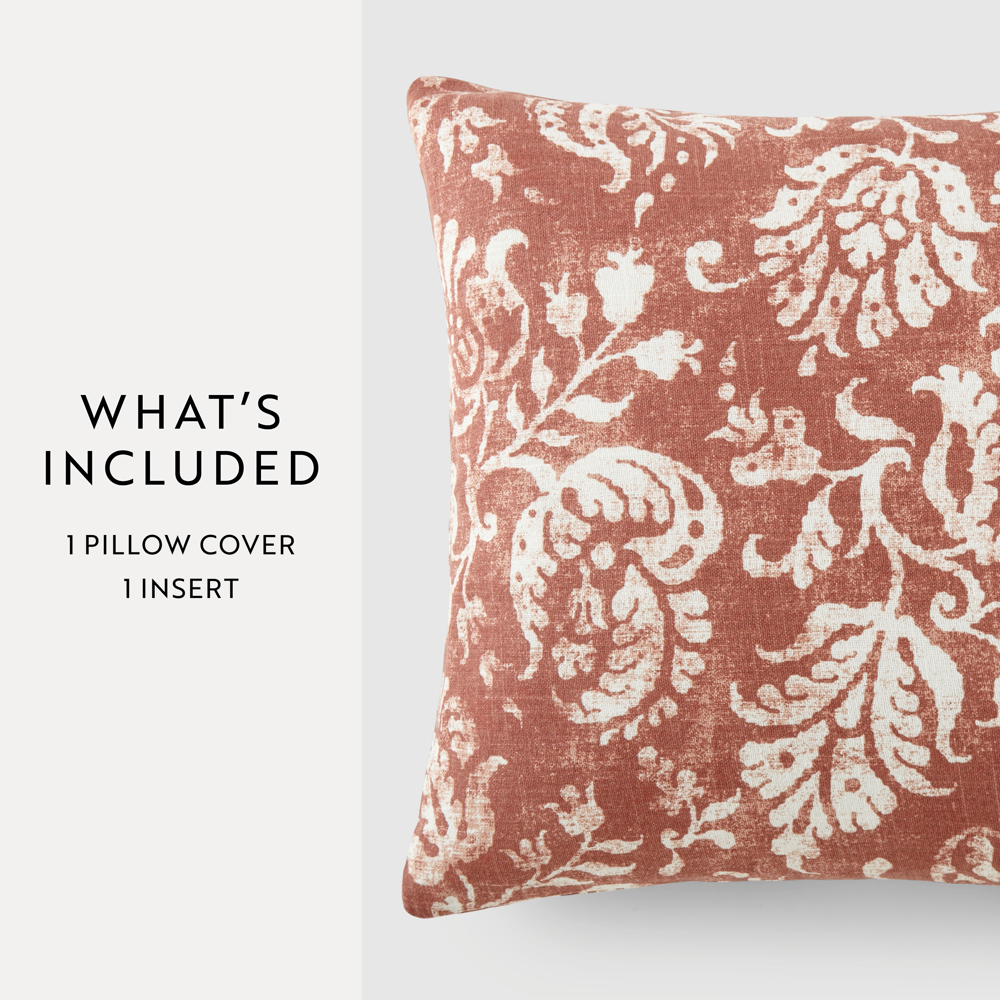 Elegant Cotton Decor Throw Pillow in Distressed Floral Pattern