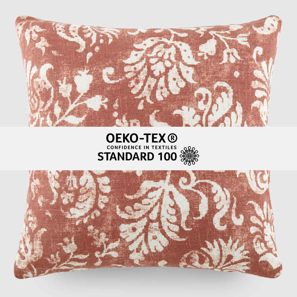 Elegant Cotton Decor Throw Pillow in Distressed Floral Pattern