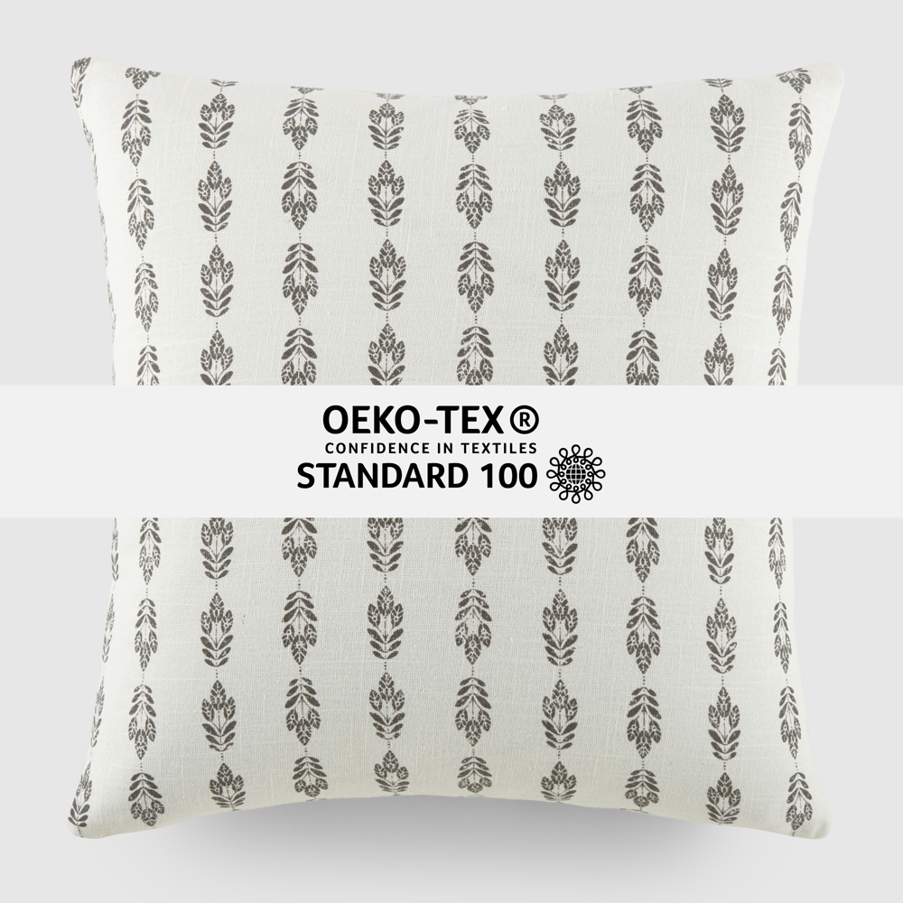 Elegant Cotton Decor Throw Pillow in Folk Leaves Pattern