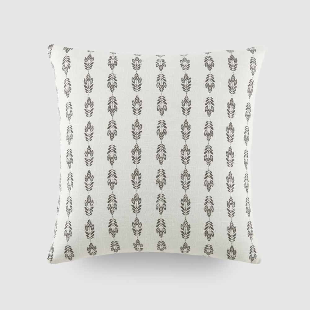 Elegant Cotton Decor Throw Pillow in Folk Leaves Pattern