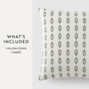 Folk Leaves Gray Elegant Cotton Decor Throw Pillow in Folk Leaves Pattern