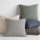 Gray Decor Throw Pillow in Seed Stitch Knit Fabric