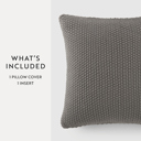 Gray Decor Throw Pillow in Seed Stitch Knit Fabric