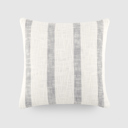 Awning Stripe Gray Yarn-Dyed Cotton Decor Throw Pillow in Awning Stripe Pattern