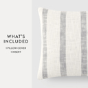 Awning Stripe Gray Yarn-Dyed Cotton Decor Throw Pillow in Awning Stripe Pattern