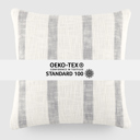 Awning Stripe Gray Yarn-Dyed Cotton Decor Throw Pillow in Awning Stripe Pattern